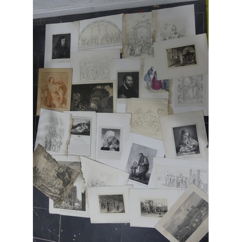 279A - A large quantity of Antiquarian Prints, Etchings, Posters and scraps, etc., circa 18th to early 20th... 