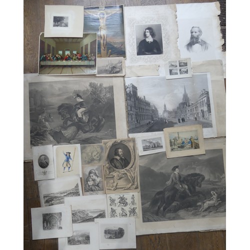 279A - A large quantity of Antiquarian Prints, Etchings, Posters and scraps, etc., circa 18th to early 20th... 