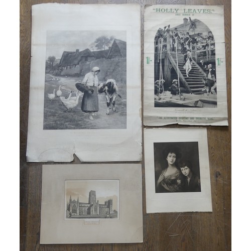 279A - A large quantity of Antiquarian Prints, Etchings, Posters and scraps, etc., circa 18th to early 20th... 