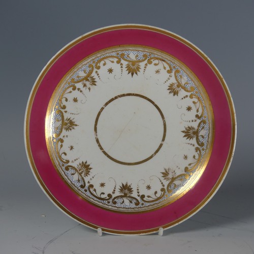 95 - A John Ridgeway porcelain part Tea Service, painted with floral sprays within gilt and blue border, ... 