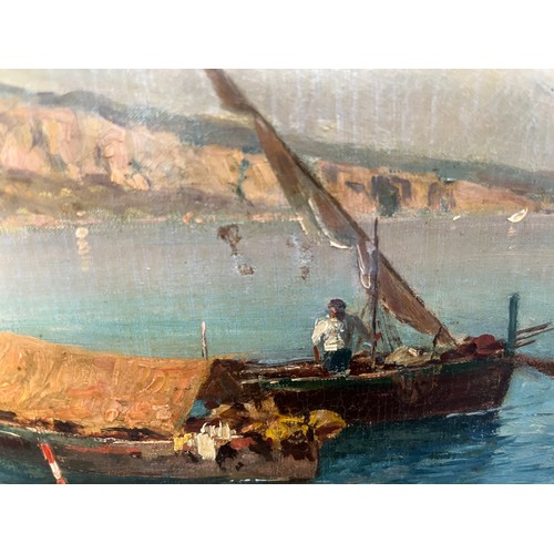 236 - In the Style of Attilio Pratella (Italian, 1856-1949), Pescatori a Mergellina, Napoli, oil on canvas... 