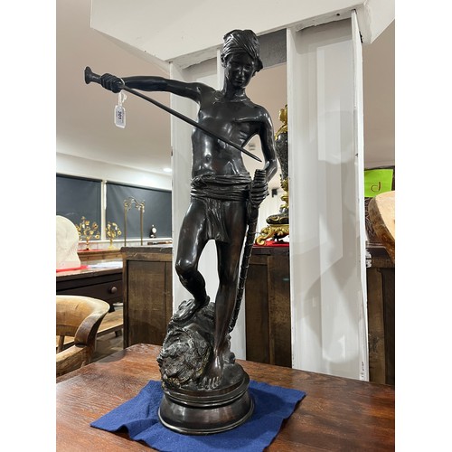 301 - After Antonin Mercie (1845-1916), a large French patinated bronze figure 'David Vainqueur de Goliath... 