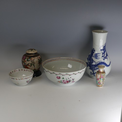 138 - A 19thC Chinese famille rose porcelain Punch Bowl, decorated in colourful enamels to interior and ex... 