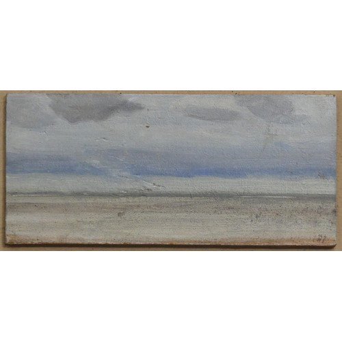 229 - David Tindle RA (British, b.1932), Sea & Sky, Shingle Street, Suffolk, August 1965, oil on board... 