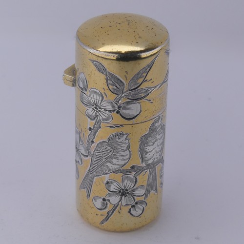 124 - Sampson Mordan; A Victorian silver gilt Scent Bottle, hallmarked London 1881, decorated with three b... 