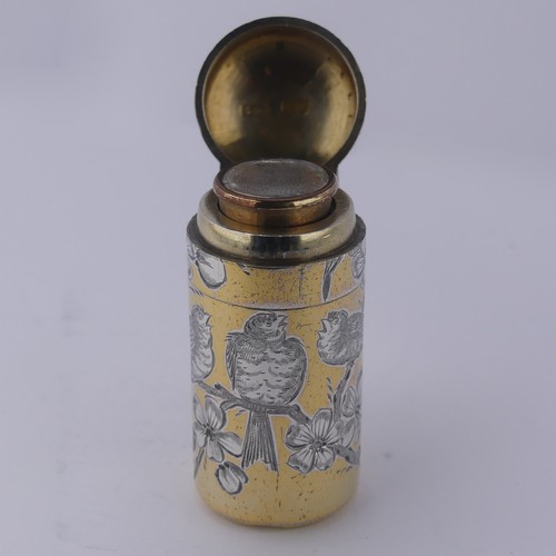 124 - Sampson Mordan; A Victorian silver gilt Scent Bottle, hallmarked London 1881, decorated with three b... 