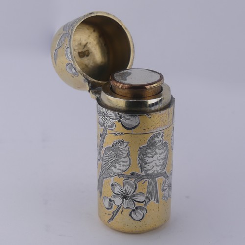 124 - Sampson Mordan; A Victorian silver gilt Scent Bottle, hallmarked London 1881, decorated with three b... 