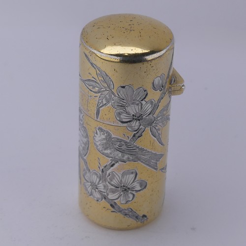 124 - Sampson Mordan; A Victorian silver gilt Scent Bottle, hallmarked London 1881, decorated with three b... 