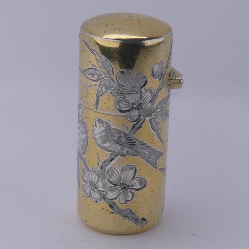 124 - Sampson Mordan; A Victorian silver gilt Scent Bottle, hallmarked London 1881, decorated with three b... 