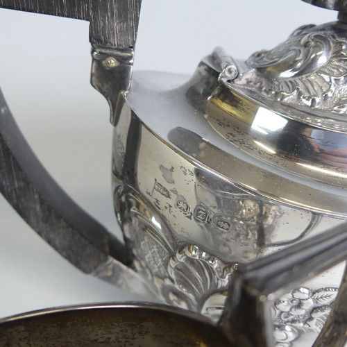 55 - A late Victorian silver three piece bachelor's Tea Set, by Walker & Hall, hallmarked Birmingham ... 