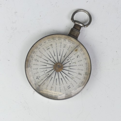 73 - A George III silver pocket Compass, hallmarked London, 1801, the dial signed for Berge, London, with... 