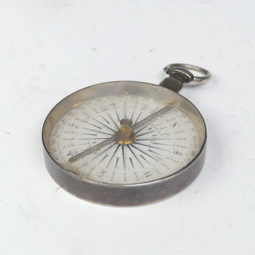 73 - A George III silver pocket Compass, hallmarked London, 1801, the dial signed for Berge, London, with... 