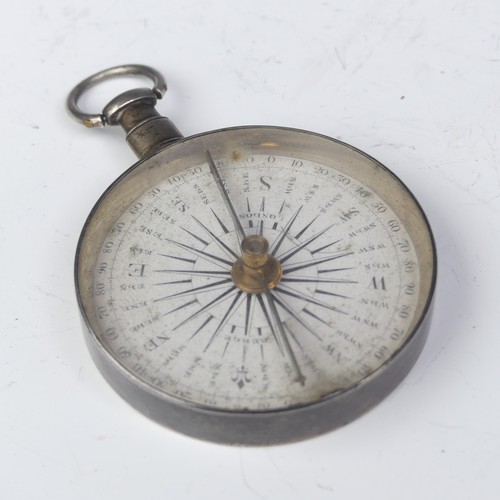 73 - A George III silver pocket Compass, hallmarked London, 1801, the dial signed for Berge, London, with... 