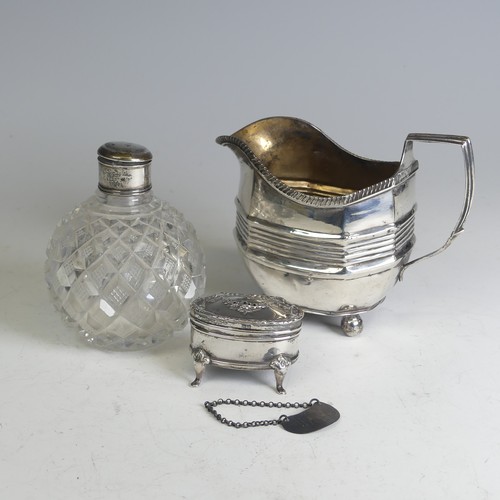 78 - A George III silver Cream Jug, hallmarked London 1812, crested, poor condition, together with an Edw... 