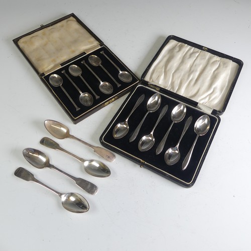 91 - A cased set of six George V silver seal top Coffee Spoons, by Duncan & Scobbie, hallmarked Sheff... 