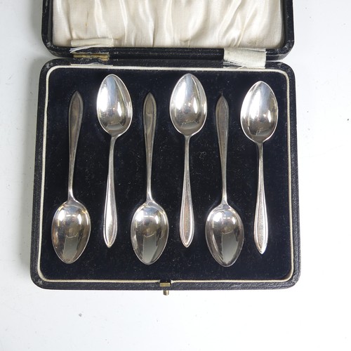 91 - A cased set of six George V silver seal top Coffee Spoons, by Duncan & Scobbie, hallmarked Sheff... 