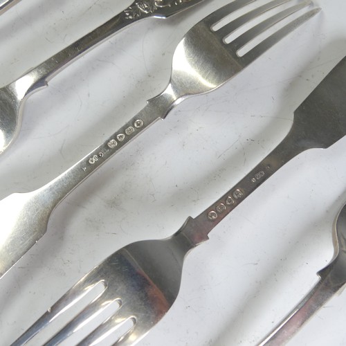 87 - A matched set of six Victorian silver Forks, four by Chawner & Co., hallmarked London 1871,... 