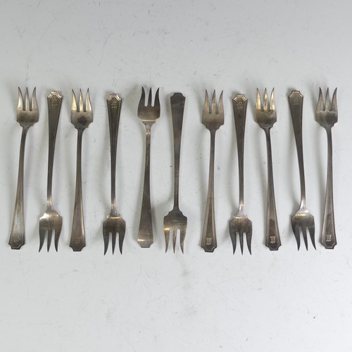 89 - A set of eleven American sterling silver Pickle Forks, by Shreve, Crump & Low Co., in the Art De... 