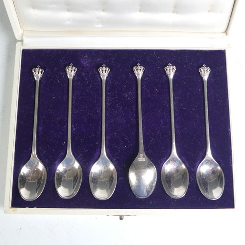 65 - A cased set of six Danish sterling silver Pickle Forks, marked 'DGS Sterling Denmark' with crown fin... 