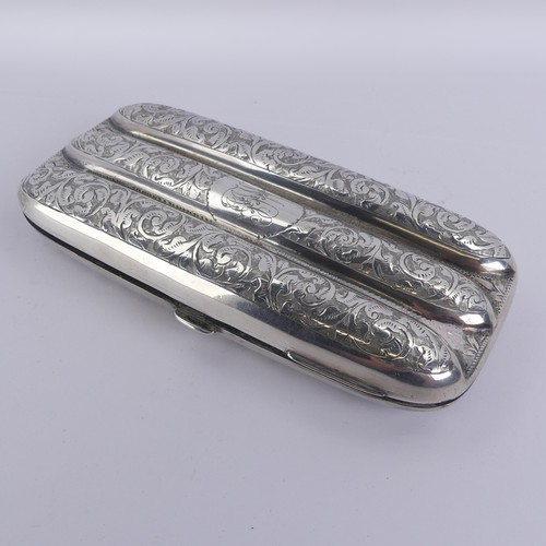 9 - A late Victorian silver Cigar Case, by Joseph Gloster, hallmarked Birmingham 1897, three sections, t... 