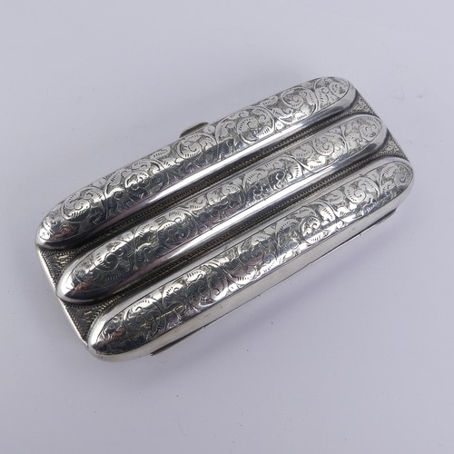 9 - A late Victorian silver Cigar Case, by Joseph Gloster, hallmarked Birmingham 1897, three sections, t... 