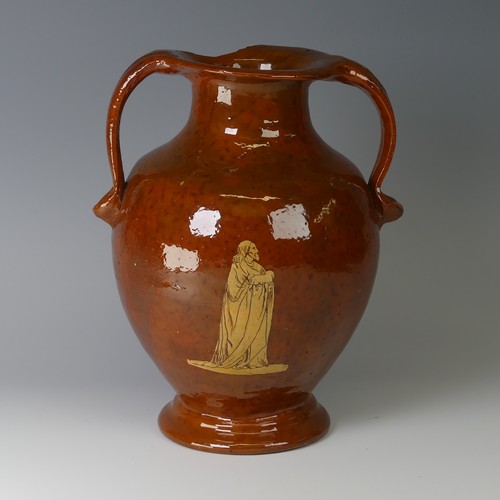 3 - Edwin Beer Fishley (1832 - 1912) a Fremington Pottery twin-handled Vase, in slipware and sgraffito d... 