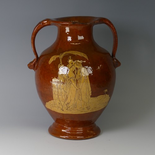 3 - Edwin Beer Fishley (1832 - 1912) a Fremington Pottery twin-handled Vase, in slipware and sgraffito d... 