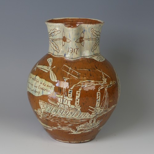 41 - William Fishley Holland (1888-1971) a Braunton Pottery Harvest Jug, decorated in slipware and sgraff... 