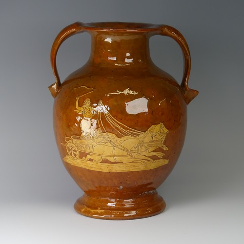 7 - A 19thC North Devon pottery twin-handled Vase, probably Edwin Beer Fishley of Fremington, decorated ... 