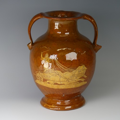 7 - A 19thC North Devon pottery twin-handled Vase, probably Edwin Beer Fishley of Fremington, decorated ... 