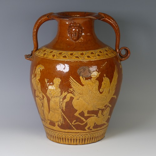 8 - Edwin Beer Fishley (1832-1912) a Fremington Pottery twin-handled Vase, decorated in slipware and sgr... 