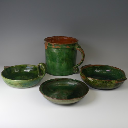 13 - Edwin Beer Fishley (1832-1912) a Fremington Pottery Tyg, of typical green glaze, one handle missing,... 