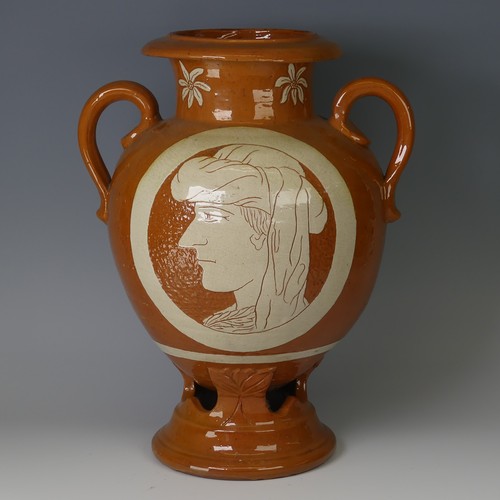 14 - Edwin Beer Fishley (1832-1912) a Fremington pottery twin-handled Vase, of large proportions, decorat... 