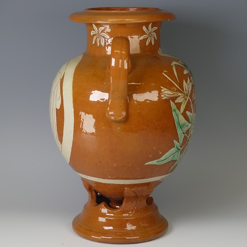 14 - Edwin Beer Fishley (1832-1912) a Fremington pottery twin-handled Vase, of large proportions, decorat... 