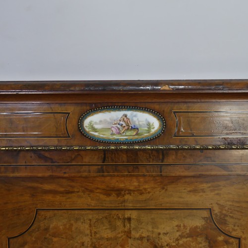 524 - A 19th century walnut veneered breakfront Credenza, the moulded top over frieze with ebony and walnu... 