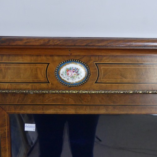 524 - A 19th century walnut veneered breakfront Credenza, the moulded top over frieze with ebony and walnu... 