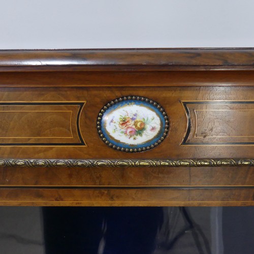 524 - A 19th century walnut veneered breakfront Credenza, the moulded top over frieze with ebony and walnu... 