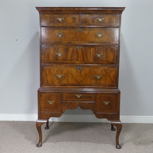 525 - A Georgian mahogany Chest on stand, moulded cornice over two short drawers and three long drawers, a... 