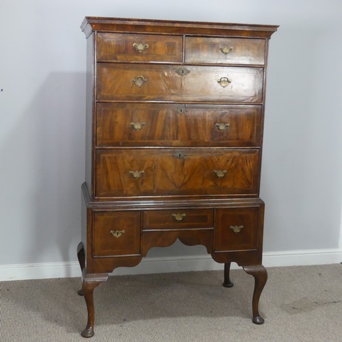 525 - A Georgian mahogany Chest on stand, moulded cornice over two short drawers and three long drawers, a... 