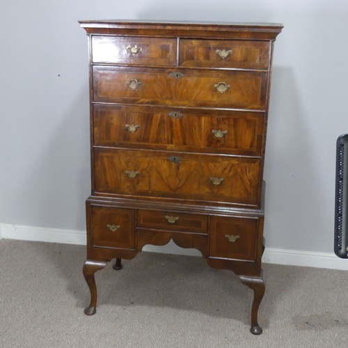 525 - A Georgian mahogany Chest on stand, moulded cornice over two short drawers and three long drawers, a... 