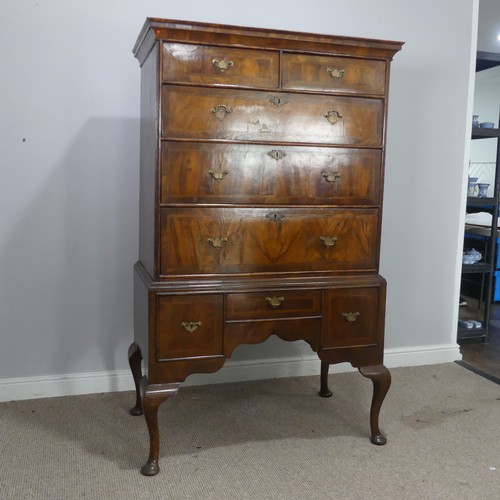 525 - A Georgian mahogany Chest on stand, moulded cornice over two short drawers and three long drawers, a... 