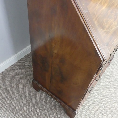 527 - A 19th century mahogany bureau Bookcase, moulded cornice over two astragal glazed doors, raised on b... 