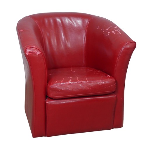 532 - A late 20th century leatherette tub Armchair, W 74 cm x H 73 cm x D 74 cm.