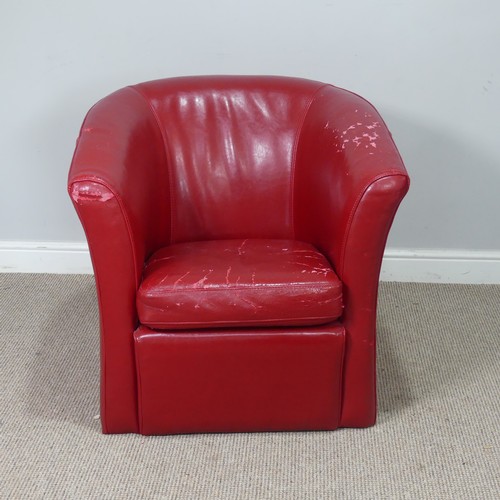 532 - A late 20th century leatherette tub Armchair, W 74 cm x H 73 cm x D 74 cm.