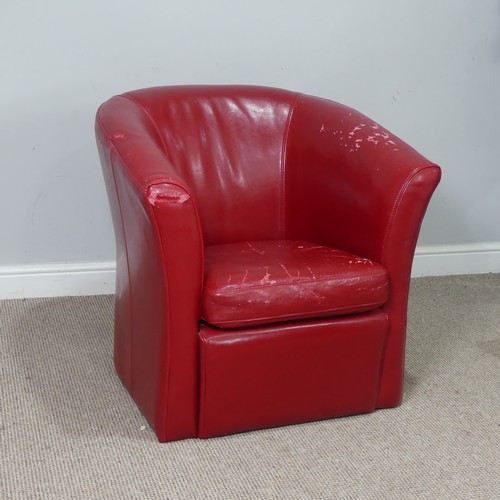 532 - A late 20th century leatherette tub Armchair, W 74 cm x H 73 cm x D 74 cm.