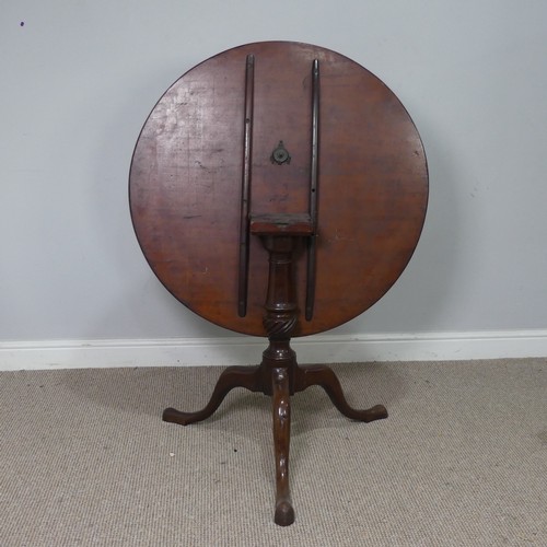 537 - A 19th century mahogany tilt top Table, raised on turned column and cabriole legs, W 85 cm x H 90 cm... 