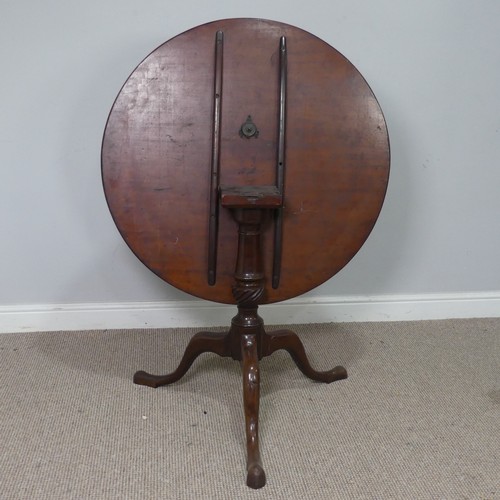 537 - A 19th century mahogany tilt top Table, raised on turned column and cabriole legs, W 85 cm x H 90 cm... 