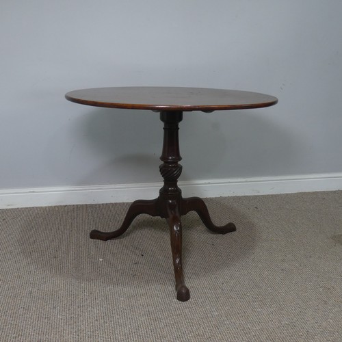 537 - A 19th century mahogany tilt top Table, raised on turned column and cabriole legs, W 85 cm x H 90 cm... 