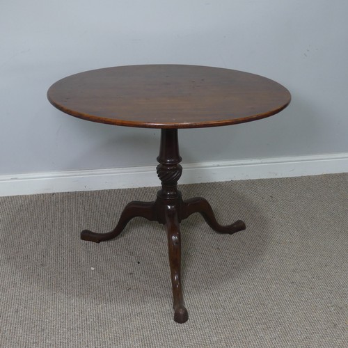 537 - A 19th century mahogany tilt top Table, raised on turned column and cabriole legs, W 85 cm x H 90 cm... 