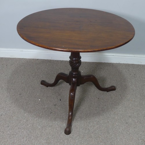 537 - A 19th century mahogany tilt top Table, raised on turned column and cabriole legs, W 85 cm x H 90 cm... 